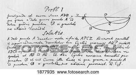 Stock Photography - Solution Of The Problem Of The Brachystochrone, Or Curve Of Quickest Descent, By Sir Isaac Newton. From The Book Short History Of The English People By J. R. Green Published London 1893.. Fotosearch