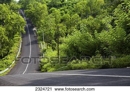 Stock Image - Some Very Steep And Windy Roads Can Be Found Throughout Bali, Indonesia. Fotosearch
