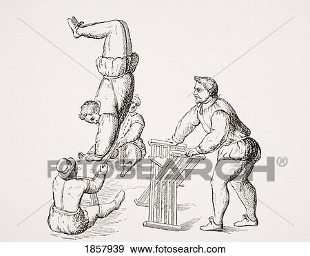 Stock Photo - Somersaults. 19Th Century Reproduction Of 16Th Century Woodcut In Exercises In Leaping And Vaulting By A. Tuccaro. Fotosearch