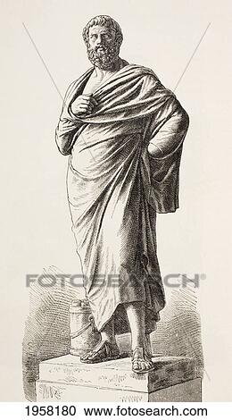 Stock Image - Sophocles, Circa 496 Bc To 406 Bc. Ancient Greek Dramatist. After A Statue In The Lateran Museum Rome. From El Mundo Ilustrado, Published Barcelona, 1880.. Fotosearch