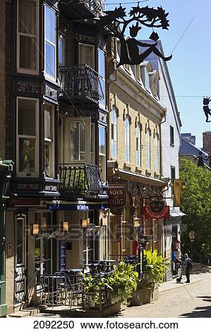 Stock Image - Sous-Le-Fort Street In Old Quebec; Quebec City Quebec Canada. Fotosearch