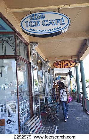 Stock Photo - South Africa, Cape Town, Cafe Sign; Kalk Bay. Fotosearch