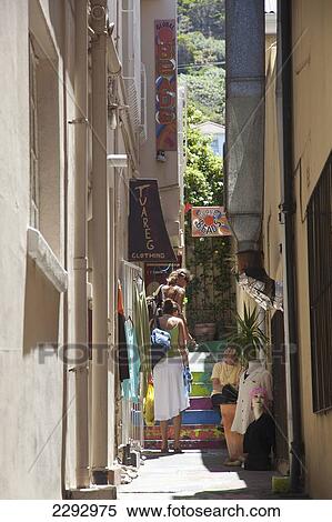 South Africa, Cape Town, Narrow Street With Shop Display; Kalk Bay View Large Photo Image Stock Photography - South Africa, Cape Town, Narrow Street With Shop Display; Kalk Bay. Fotosearch