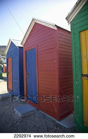 Picture - South Africa, Cape Town, Row Of Colorful Huts; Kalk Bay. Fotosearch