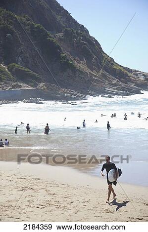 South Africa, Garden Route, Surfer On Beach; Victoria Bay View Large Photo Image Stock Photo - South Africa, Garden Route, Surfer On Beach; Victoria Bay. Fotosearch