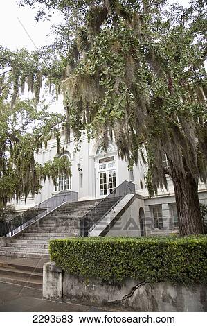Stock Image - South Carolina. Usa, View Of Mansion; Charleston. Fotosearch