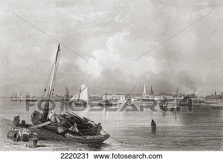 Stock Image - Southampton, Hampshire, England In The Early 19Th Century. From The History Of England Published 1859.. Fotosearch