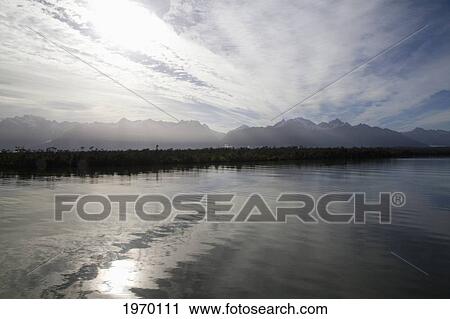 Stock Image - Southern Beech Forest Dominated By Nothofagus Betuloides, Nothofagus Dombeyi And Nothofagus Nitida Reflected In Moraleda Channel, Las Guaitecas National Reserve, Aysen Region, Chile. Fotosearch
