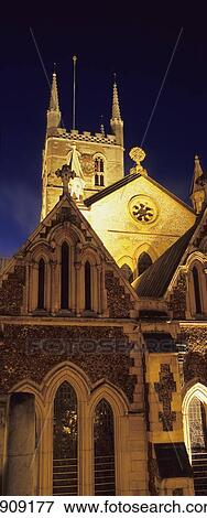 Stock Photo - Southwark Cathedral At Night, Southwark, London, England, Uk. Fotosearch