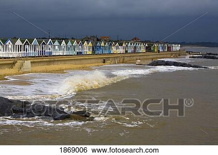 Stock Photograph - Southwold, Suffolk, England; A Concrete Wall As A Sea Defense Along The Coast Of The North Sea. Fotosearch