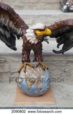 Stock Image - Souvenir Statue Of An Eagle On Globe At The Citadel In Erbil, Iraqi Kurdistan, Iraq. Fotosearch
