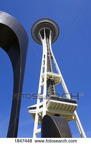 Space Needle And Moon Gates Sculpture By Dorris Chase; Seattle Center, Seattle, Washington State, Usa View Large Photo Image Stock Photo - Space Needle And Moon Gates Sculpture By Dorris Chase; Seattle Center, Seattle, Washington State, Usa. Fotosearch