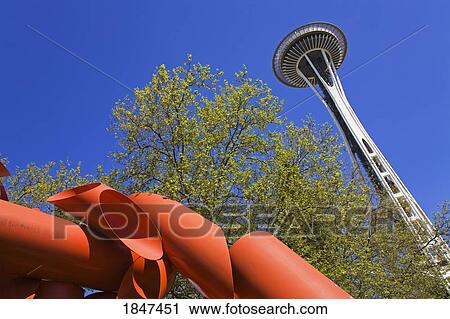 Space Needle And Olympic Iliad By Alexander Calder; Seattle Center, Seattle, Washington State, Usa View Large Photo Image Stock Image - Space Needle And Olympic Iliad By Alexander Calder; Seattle Center, Seattle, Washington State, Usa. Fotosearch