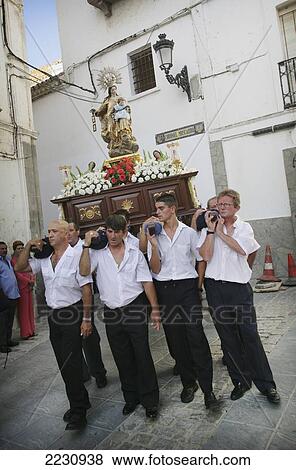 Spain, Andalusia, Costa De La Luz, Virgin Del Carmen Parade Begins At San Mateus Church; Tarifa View Large Photo Image Stock Photo - Spain, Andalusia, Costa De La Luz, Virgin Del Carmen Parade Begins At San Mateus Church; Tarifa. Fotosearch