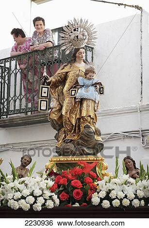 Stock Photograph - Spain, Andalusia, Costa De La Luz, Virgin Del Carmen Parade; Tarifa. Fotosearch