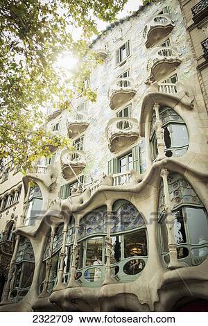 Stock Photo - Spain, Antoni Gaudi's Casa Batlllo in Passeig de Gracia; Barcelona. Fotosearch