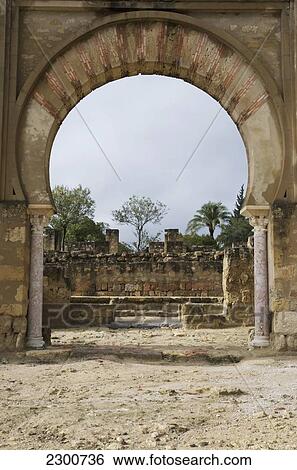 Stock Photograph - Spain, Arab Muslim Medieval Town; Cordoba, Al Madinah Al-Zahra Portico Ruins. Fotosearch