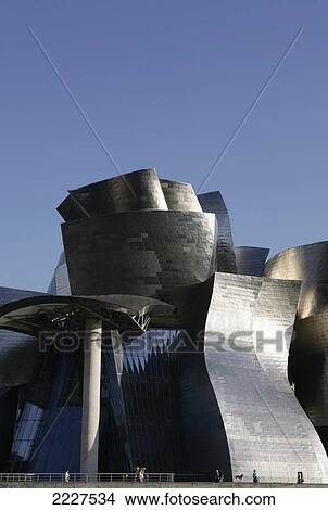 Spain, Basque Region, Guggenheim Art Museum by architect Frank Gehry; Bilbao View Large Photo Image Picture - Spain, Basque Region, Guggenheim Art Museum by architect Frank Gehry; Bilbao. Fotosearch