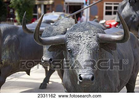 Stock Image - Spain, Bull sculptures; Alicante. Fotosearch