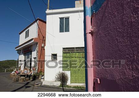 Spain, Canary Islands, Island of La Gomera, Valle Gran Rey, View of Bar Maria; El Cercado View Large Photo Image Stock Photo - Spain, Canary Islands, Island of La Gomera, Valle Gran Rey, View of Bar Maria; El Cercado. Fotosearch