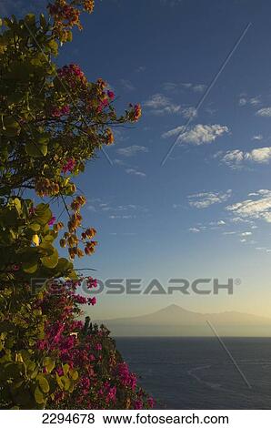 Spain, Canary Islands, Island of La Gomera, View od mount Teide and Island of Tenerife at sunrise; San Sebastian View Large Photo Image Stock Photo - Spain, Canary Islands, Island of La Gomera, View od mount Teide and Island of Tenerife at sunrise; San Sebastian. Fotosearch