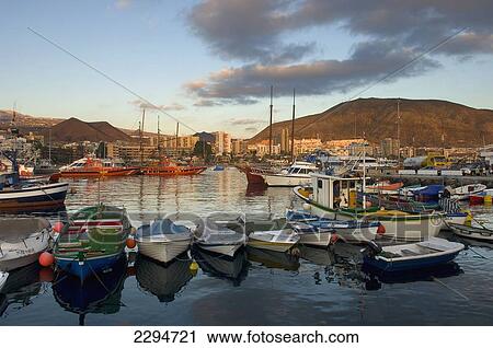 Spain, Canary Islands, Tenerife, Los Cristianos harbor; Los Cristianos View Large Photo Image Stock Image - Spain, Canary Islands, Tenerife, Los Cristianos harbor; Los Cristianos. Fotosearch