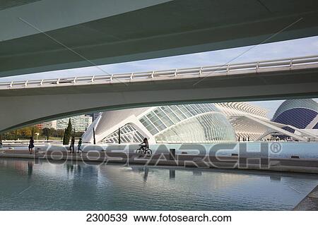 Stock Photo - Spain, Ciudad de las Artes y las Ciencias at dusk; Valencia. Fotosearch