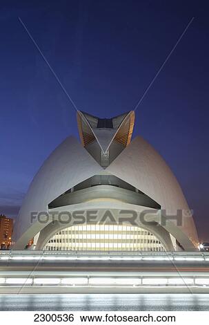 Stock Photograph - Spain, Ciudad de las Artes y las Ciencias; Valencia, El Palau de les Arts Renia Sofia Opera House. Fotosearch