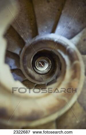 Stock Photo - Spain, Close-up of spiral staircase; Barcelona. Fotosearch