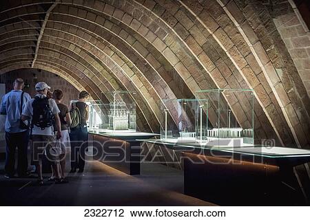 Stock Image - Spain, Exhibition inside Antoni Gaudi's La Pedrera; Barcelona. Fotosearch
