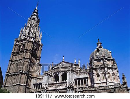 Spain, Exterior Of Toledo Cathedral; Toledo View Large Photo Image Stock Photo - Spain, Exterior Of Toledo Cathedral; Toledo. Fotosearch