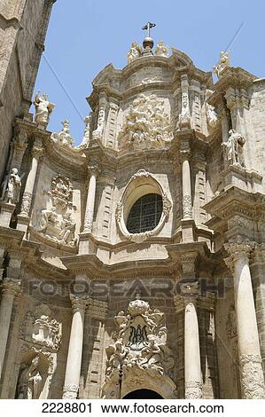 Stock Image - Spain, Exterior of Valencia Cathedral; Valencia. Fotosearch