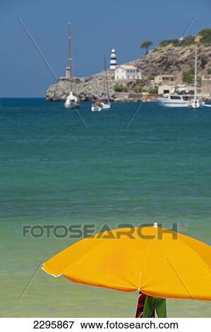 Spain, I Love Mallorca' umbrella on beach of Port Soller; Majorca View Large Photo Image Stock Photo - Spain, I Love Mallorca' umbrella on beach of Port Soller; Majorca. Fotosearch