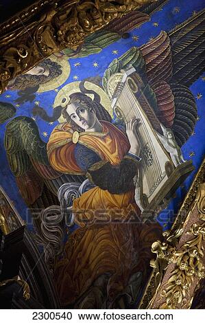 Stock Image - Spain, Interior detail of Valencia Cathedral; Valenica, Angels. Fotosearch