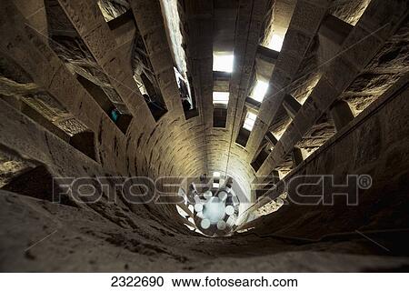 Stock Image - Spain, Interior of Sagrada Familia tower; Barcelona. Fotosearch