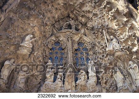 Stock Image - Spain, Interior of Sagrada Familia church; Barcelona. Fotosearch