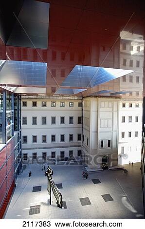 Stock Image - Spain, Jean Nouvel designed extension of Reina Sofia art gallery; Madrid. Fotosearch