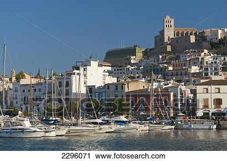 Spain, Looking across harbor to Ibiza Town; Ibiza View Large Photo Image Stock Image - Spain, Looking across harbor to Ibiza Town; Ibiza. Fotosearch