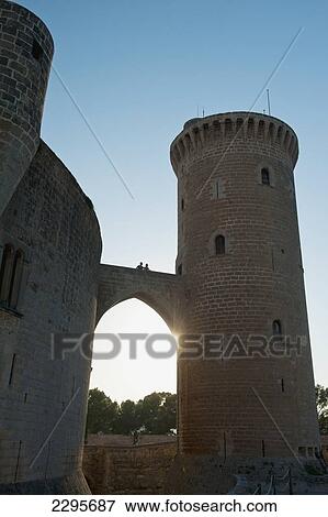 Spain, Majorca, Couple on bridge at Castell de Bellver; Palma View Large Photo Image Stock Photo - Spain, Majorca, Couple on bridge at Castell de Bellver; Palma. Fotosearch