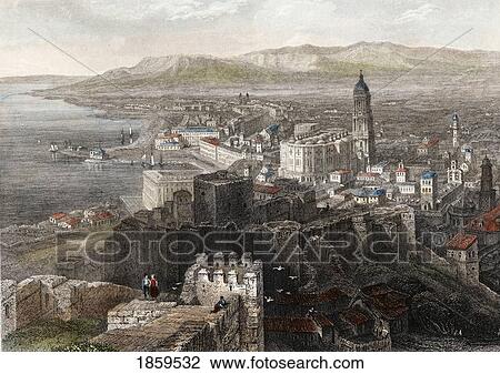 Spain, Malaga. General View. 1840 Steel Engraving, Lalaise View Large Photo Image Stock Image - Spain, Malaga. General View. 1840 Steel Engraving, Lalaise. Fotosearch