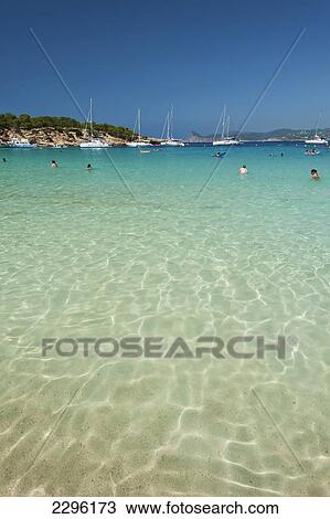 Spain, People swimming off La Basse beach; Ibiza View Large Photo Image Stock Image - Spain, People swimming off La Basse beach; Ibiza. Fotosearch
