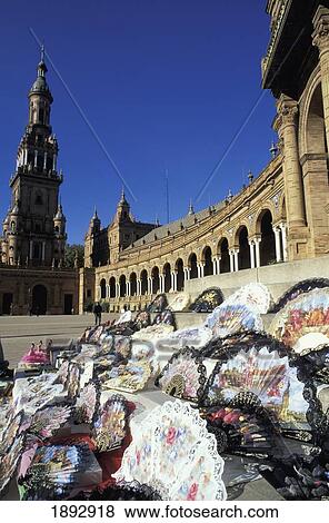 Stock Photo - Spain, Seville, Traditional fans; Plaza De Espana. Fotosearch