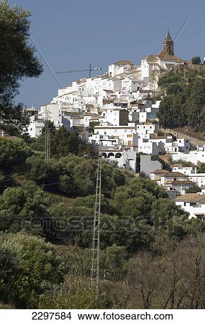 Picture - Spain, Small Town Sitting On Hillside; Andalucia. Fotosearch