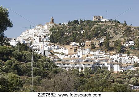 Spain, Small Town Sitting On Hillside; Andalucia View Large Photo Image Stock Image - Spain, Small Town Sitting On Hillside; Andalucia. Fotosearch