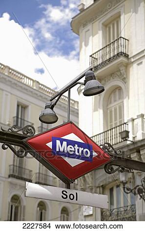 Picture - Spain, Sol Station; Madrid, Metro Sign. Fotosearch