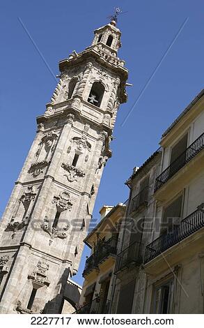 Stock Photo - Spain, Spire of Santa Catalina Church; Valencia. Fotosearch