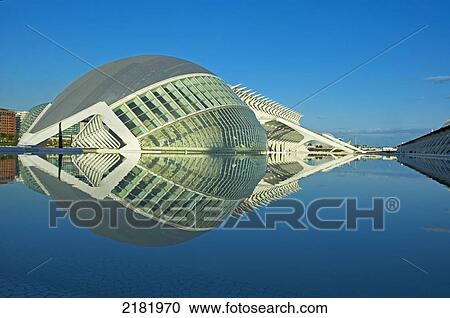 Stock Image - Spain, Valencia, City Of Arts And Sciences, Hemispheric. Fotosearch