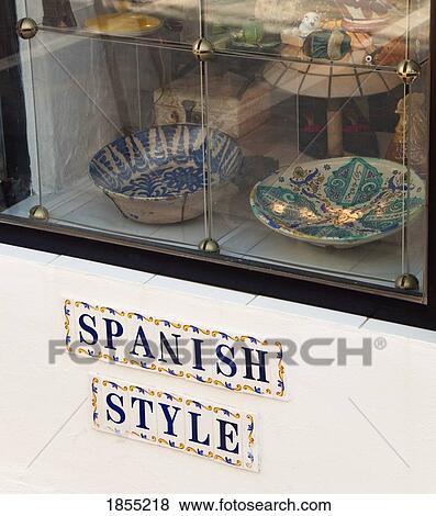 Spanish Antique Pottery In Store Window, Marbella, Malaga, Spain View Large Photo Image Stock Photo - Spanish Antique Pottery In Store Window, Marbella, Malaga, Spain. Fotosearch