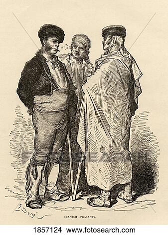 Picture - Spanish Peasants. Drawn By Gustave Dore. From The Book Spanish Pictures By The Rev Samuel Manning, Published 1870.. Fotosearch