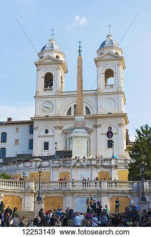 Spanish steps and Trinita dei Monti church; Rome, Lazio, Italy View Large Photo Image Stock Photo - Spanish steps and Trinita dei Monti church; Rome, Lazio, Italy. Fotosearch